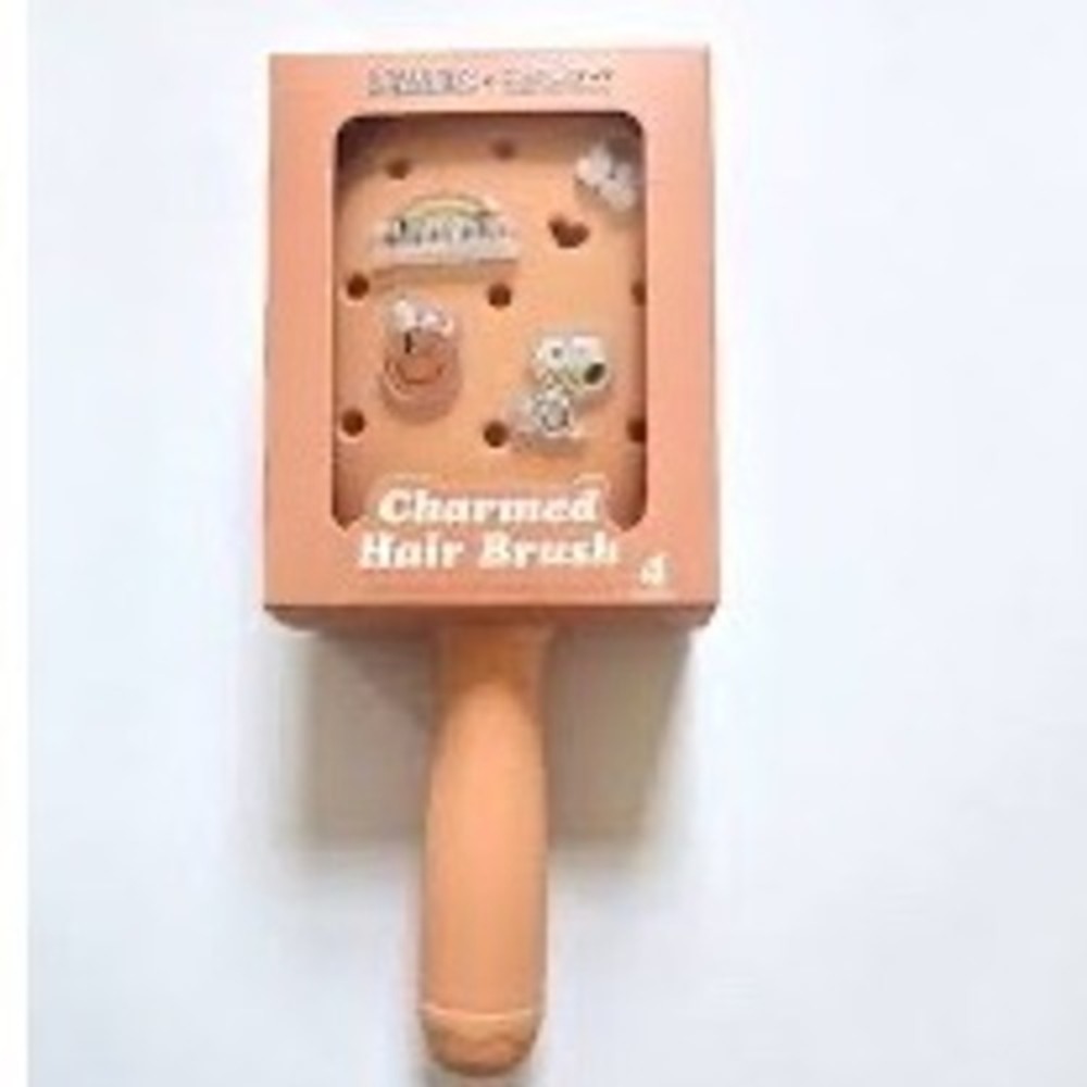 Peanutsx Celavi Charmed Hair Brush Snoopy Woodstock Peach Detachable Cleaner NEW